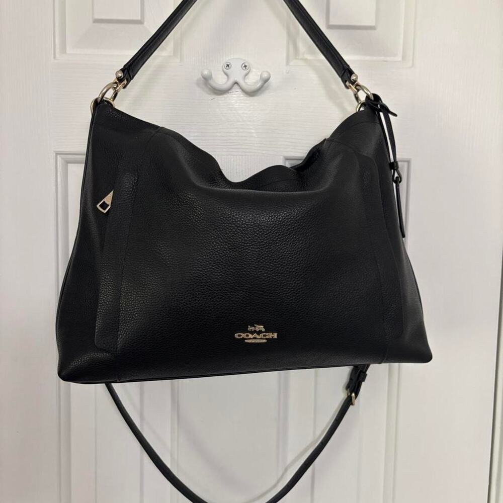 Coach black leather hobo bag